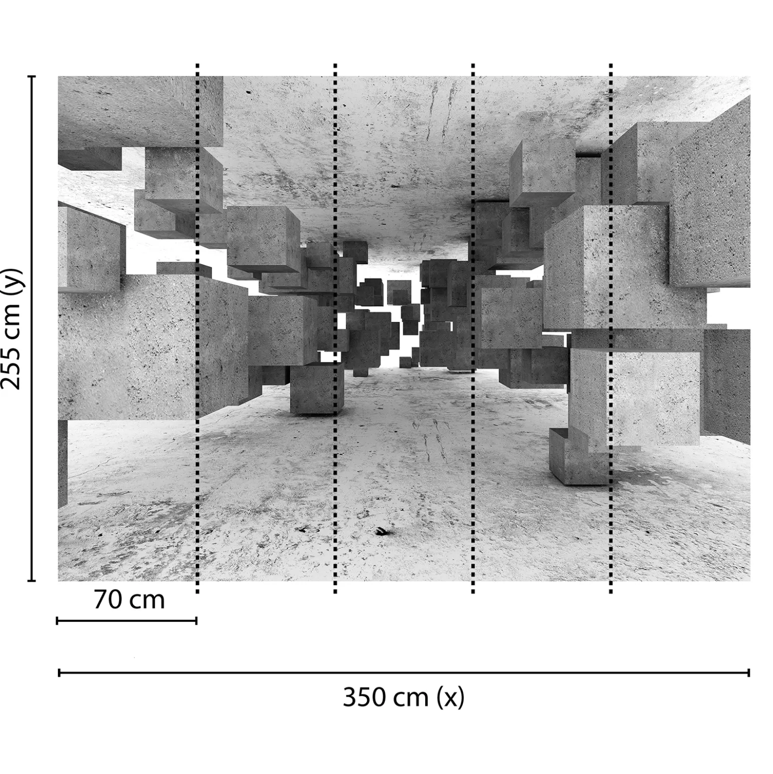 Fototapete Vlies 3D Tetris Beton Blöcke grau Designwalls