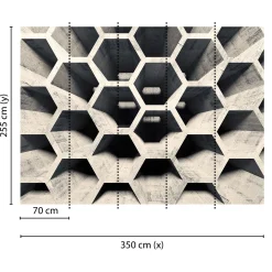 Fototapete Vlies 3D Waben Röhren Beton hellgrau