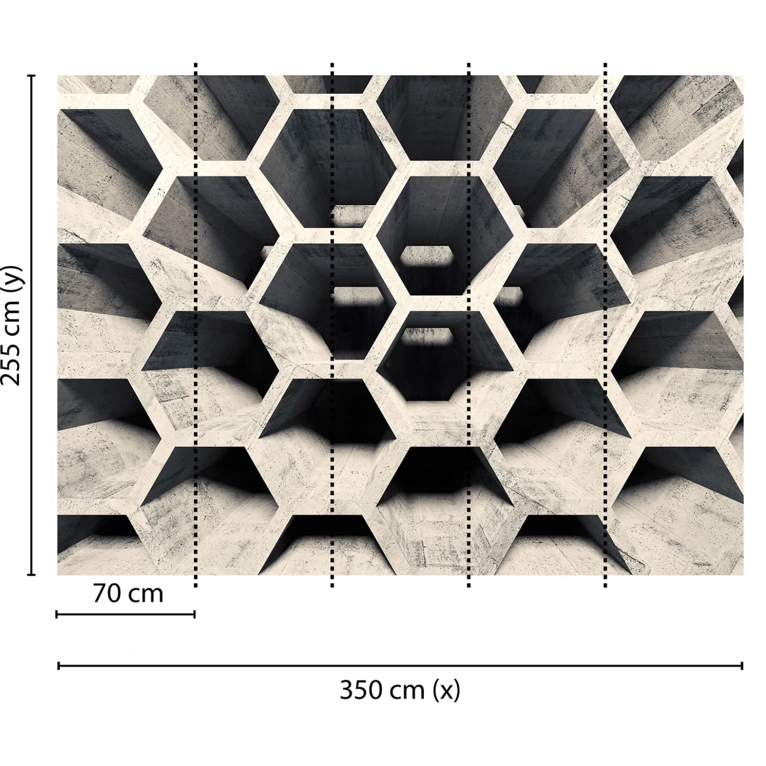 Fototapete Vlies 3D Waben Röhren Beton hellgrau