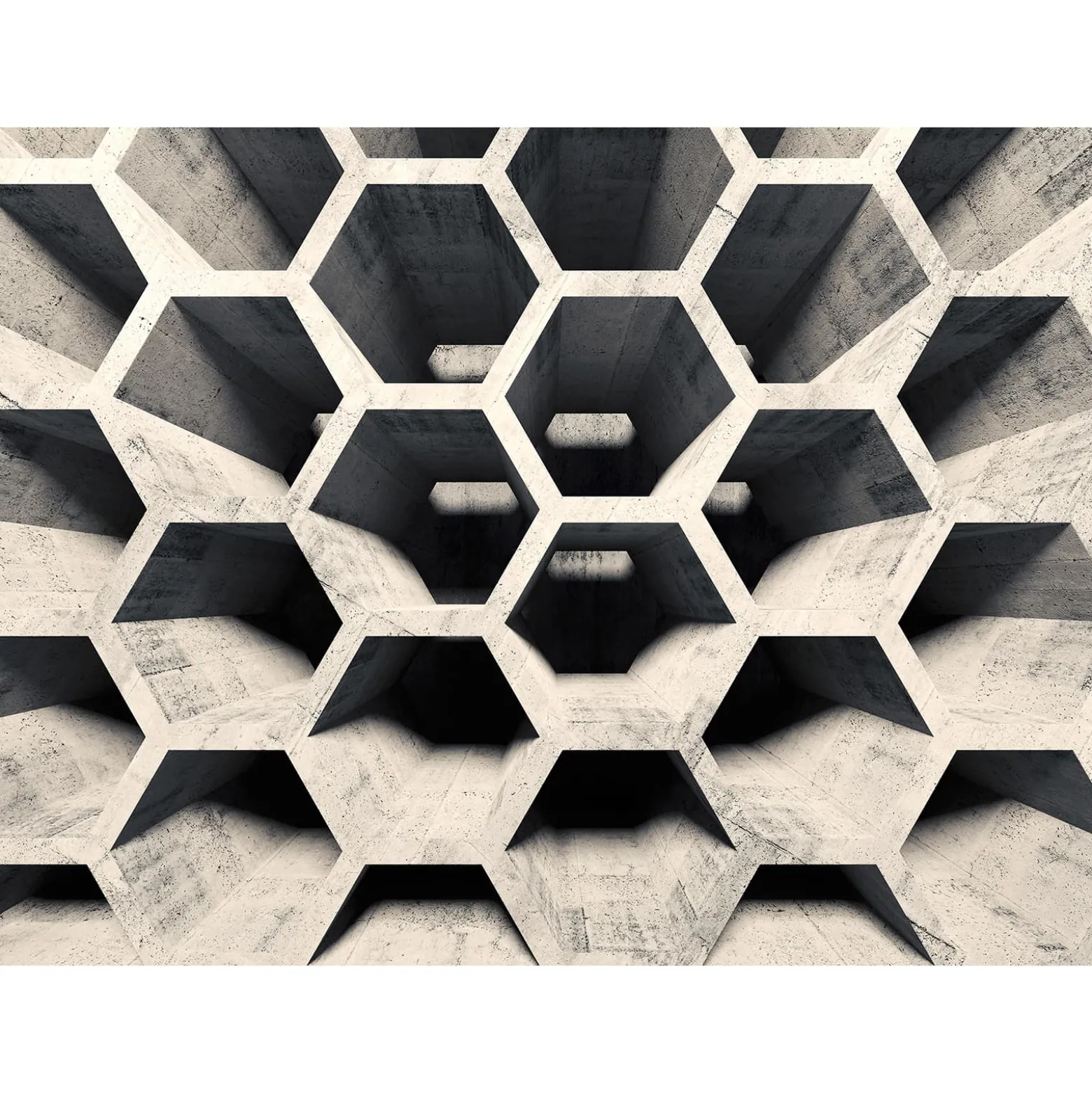 Fototapete Vlies 3D Waben Röhren Beton hellgrau