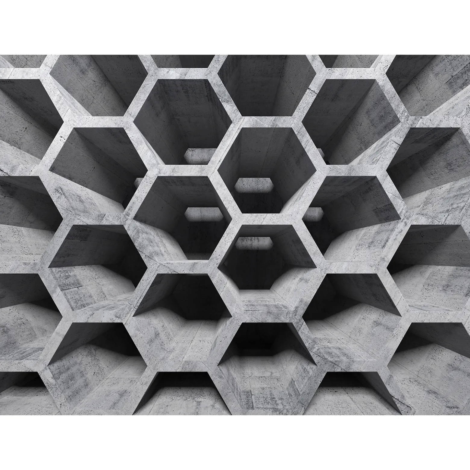 Fototapete Vlies 3D Waben Röhren Beton grau