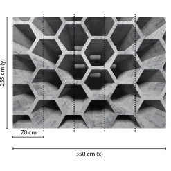 Fototapete Vlies 3D Waben Röhren Beton grau