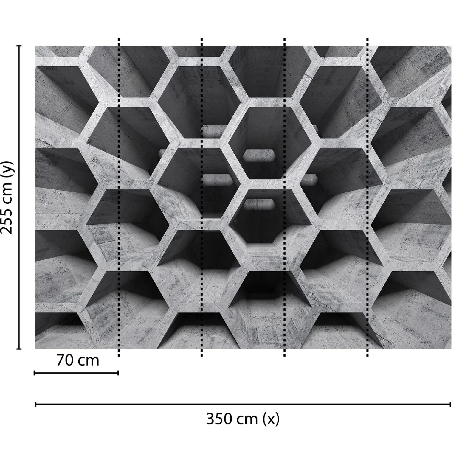 Fototapete Vlies 3D Waben Röhren Beton grau