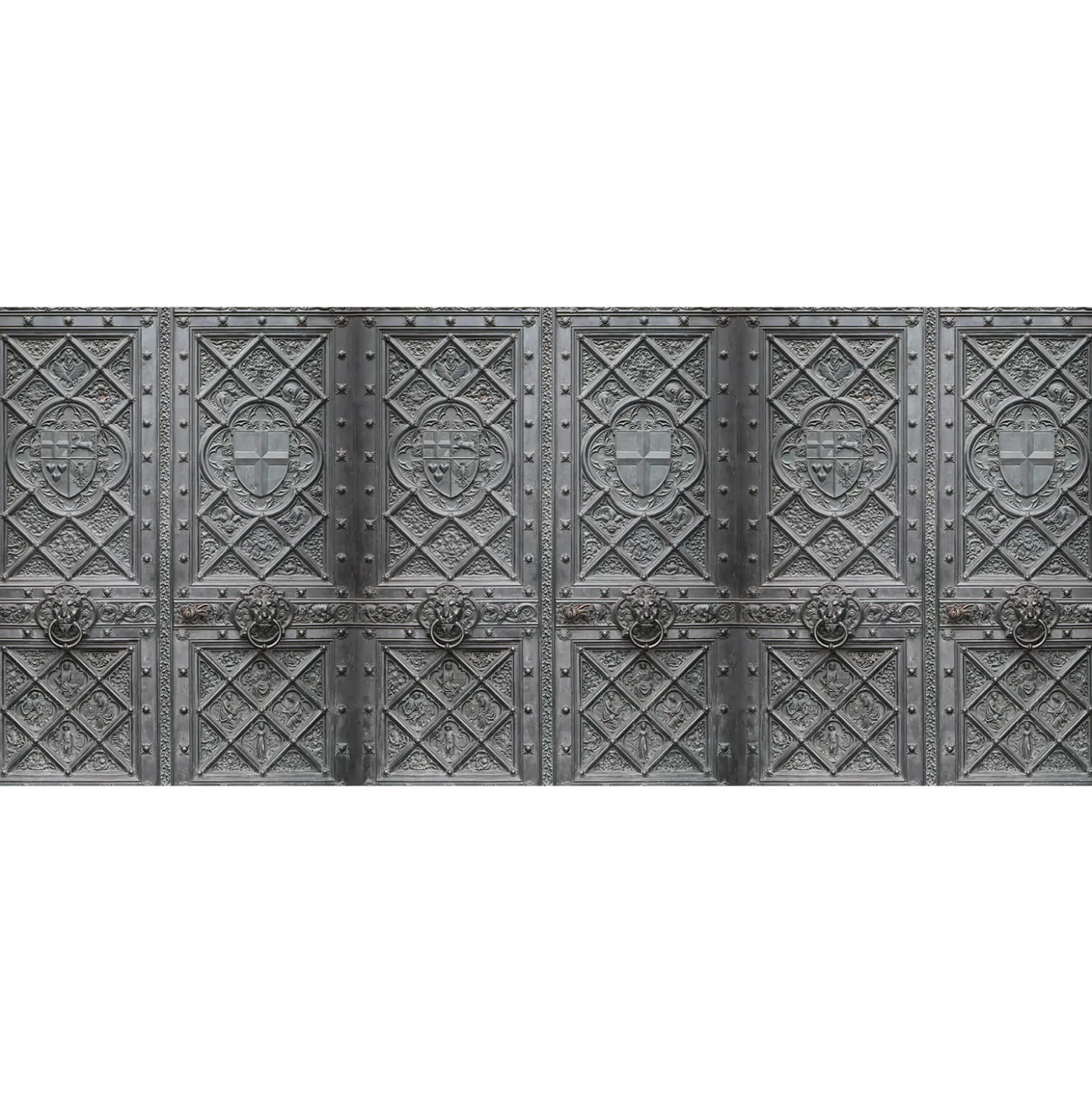 Fototapete Vlies Eisen Metall Tür Ritter silber