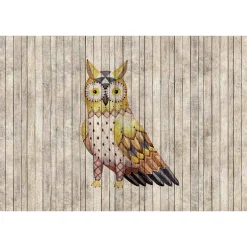 Fototapete Vlies Eule Holz beige braun gelb Premium