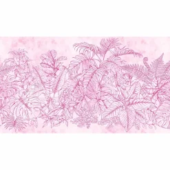 Fototapete Vlies Farn Blätter Floral rosa Premium