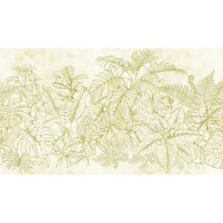 Fototapete Vlies Farn Blätter Floral creme gelb Premium