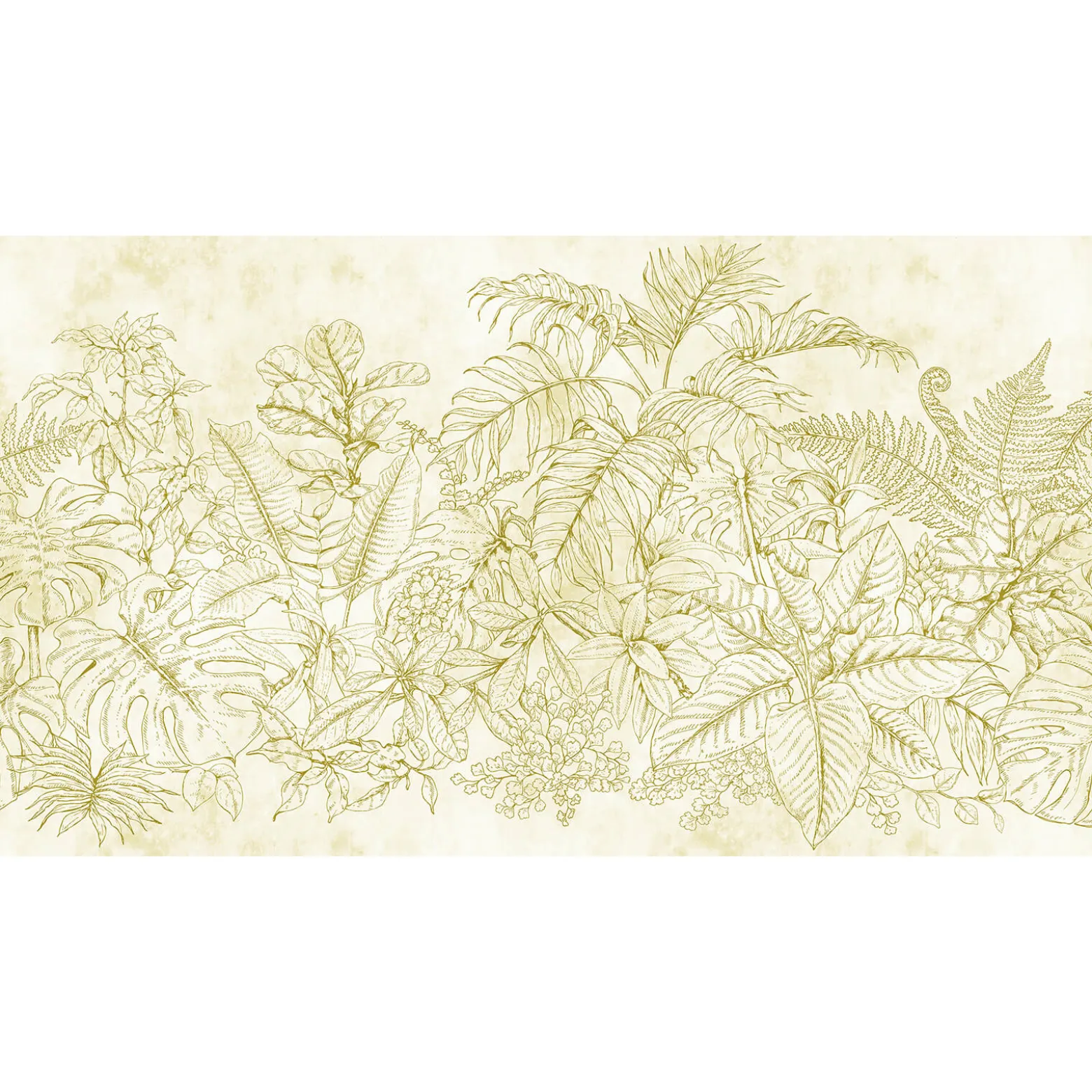 Fototapete Vlies Farn Blätter Floral creme gelb Premium