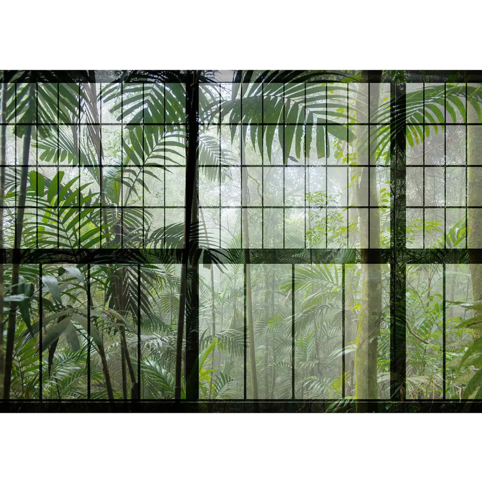 Fototapete Vlies Fenster Dschungel grün Premium