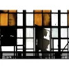 Fototapete Vlies Fenster Gastro orange schwarz Premium