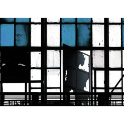 Fototapete Vlies Fenster Studio blau schwarz Premium