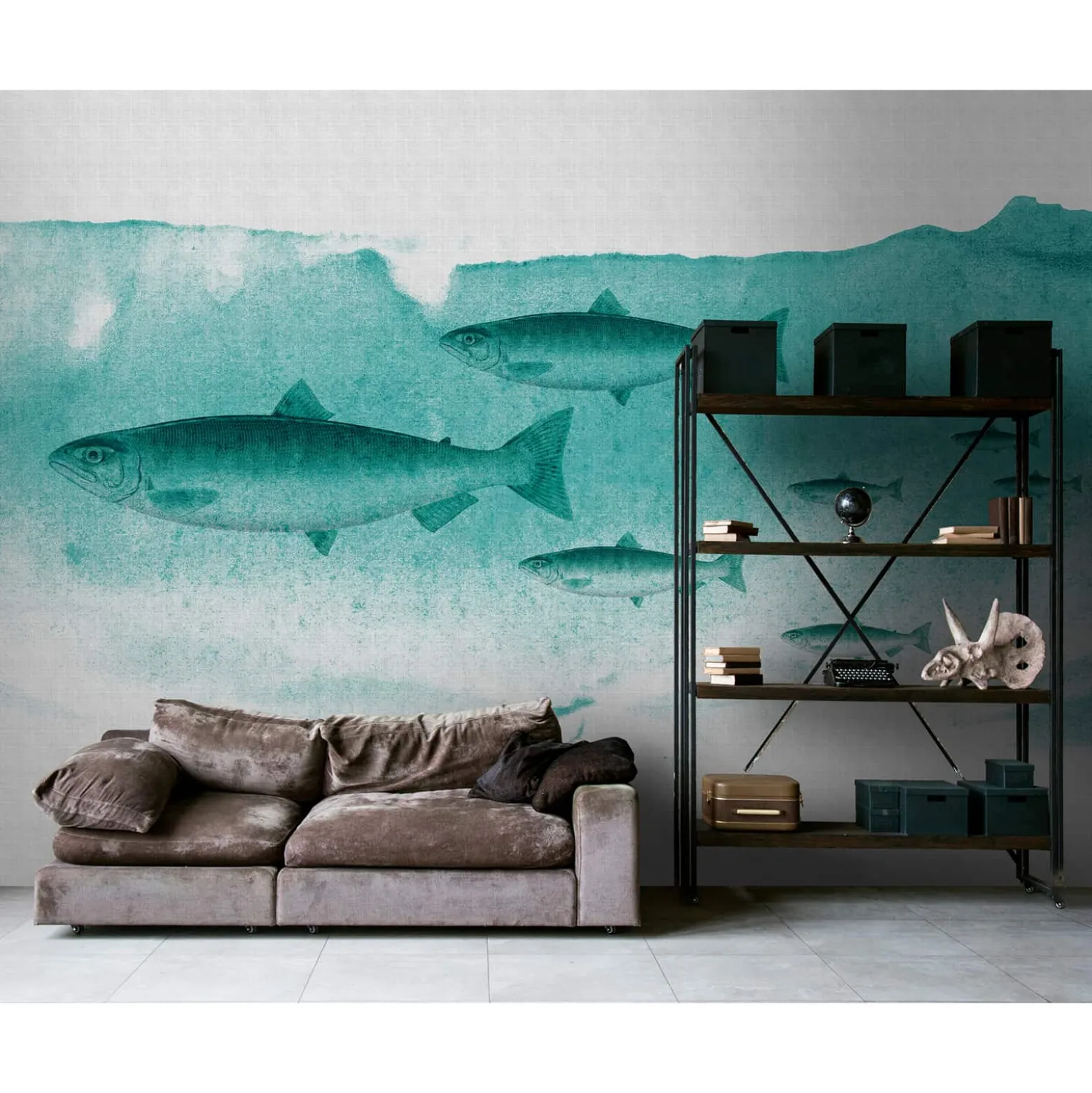 Fototapete Vlies Fische Meer Wasser grau grün Premium