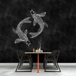 Fototapete Vlies Fische Tafel schwarz weiß Premium
