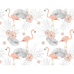 Fototapete Vlies Flamingos Blätter apricot weiß