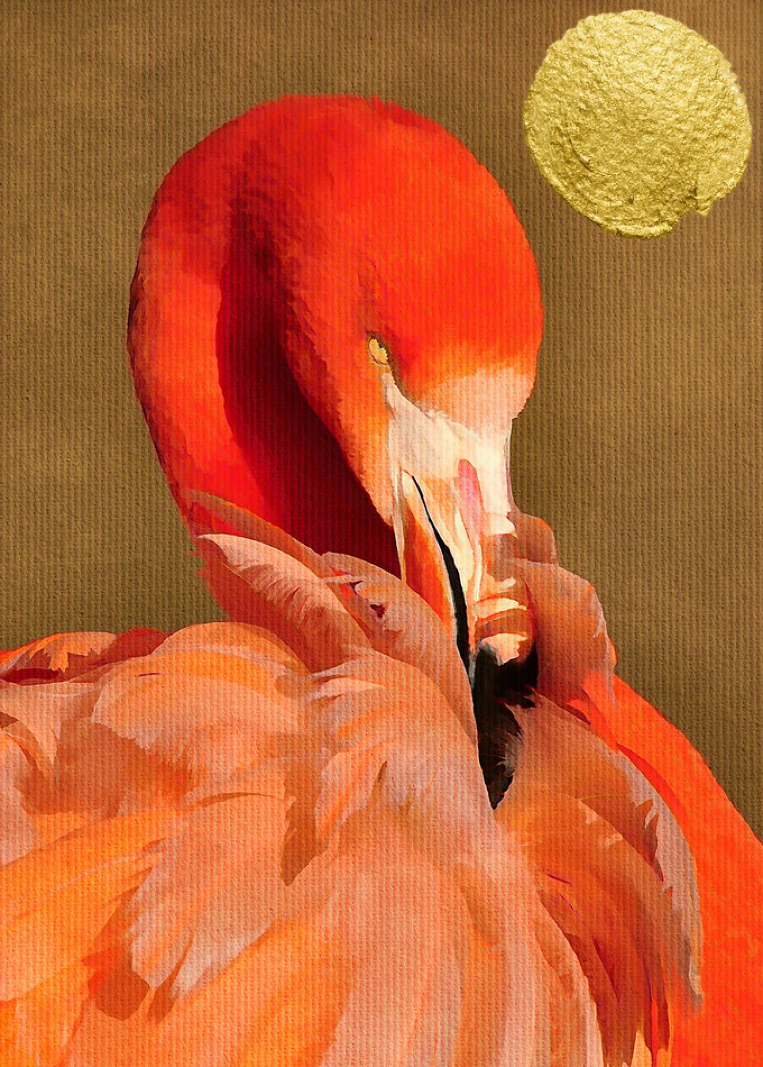 Fototapete Vlies Flamingo Sonne orange gold