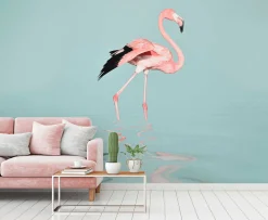 Fototapete Vlies Flamingo Wasser blau rosa