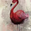Fototapete Vlies Flamingo Wasserfarben rot grün