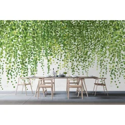 Fototapete Vlies Floral Punkte grün grau Premium
