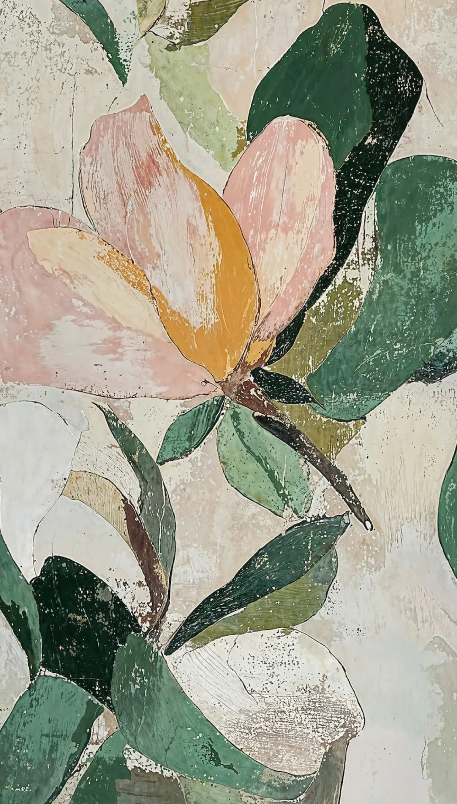 Fototapete Vlies Floral Shabby Blumen Beige Grün 79144-3