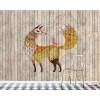 Fototapete Vlies Fuchs Holz beige braun gelb Premium