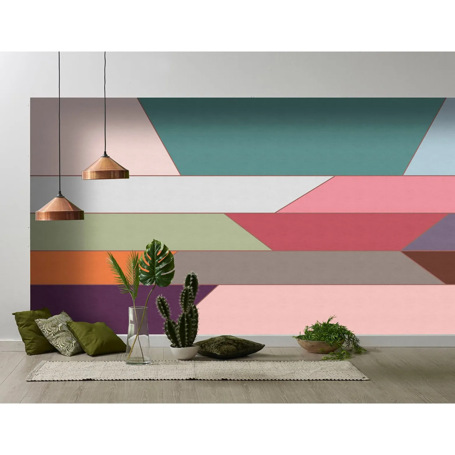 Fototapete Vlies Geometrie Retro rosa grau Premium