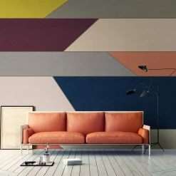 Fototapete Vlies Geometrie Retro blau gelb Premium