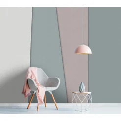 Fototapete Vlies Geometrie Retro blau creme Premium