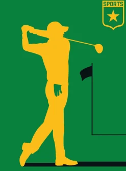 Fototapete Vlies Golfspieler Retro grün gelb