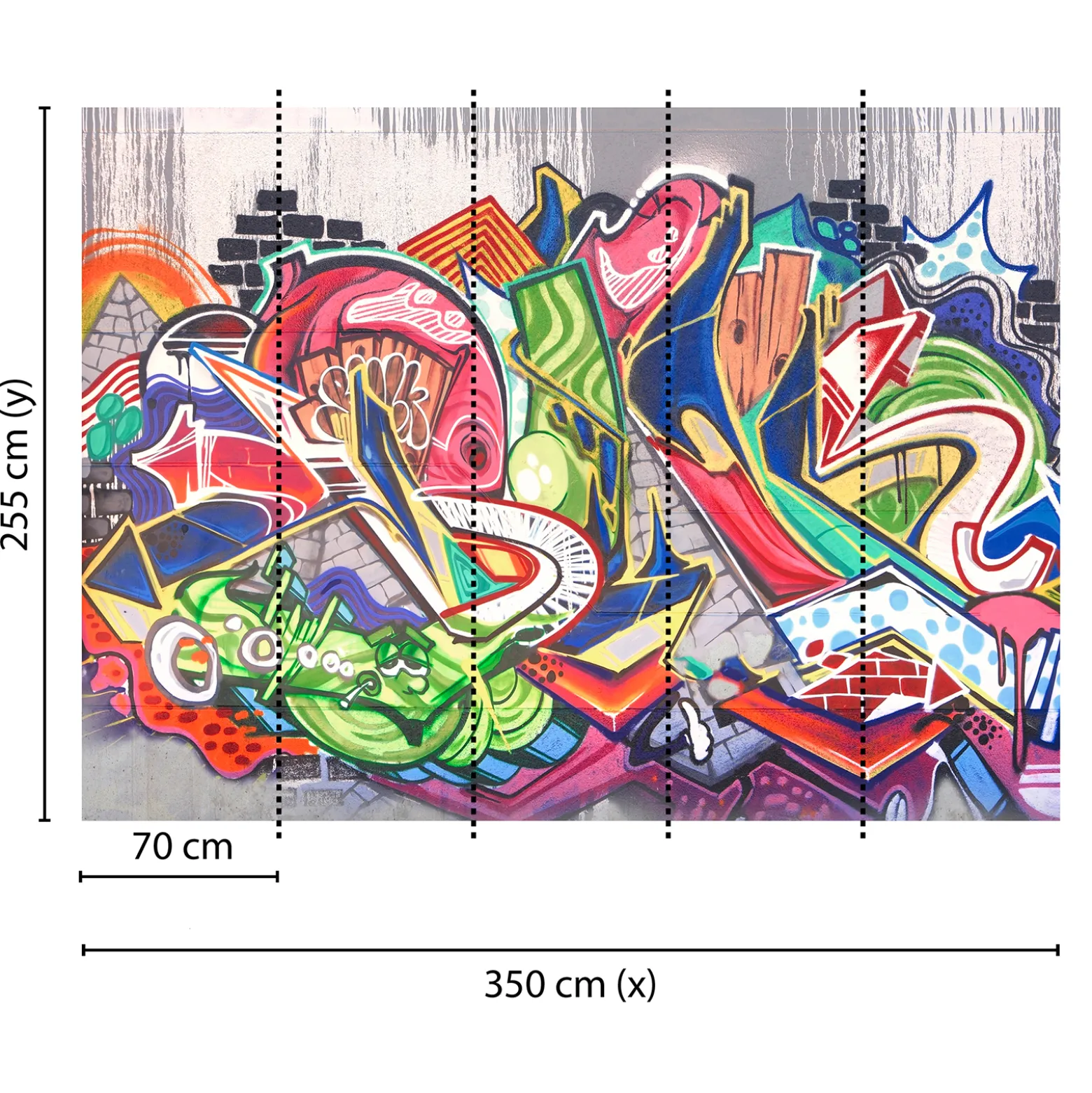 Fototapete Vlies Graffiti Mauer Wand bunt grau