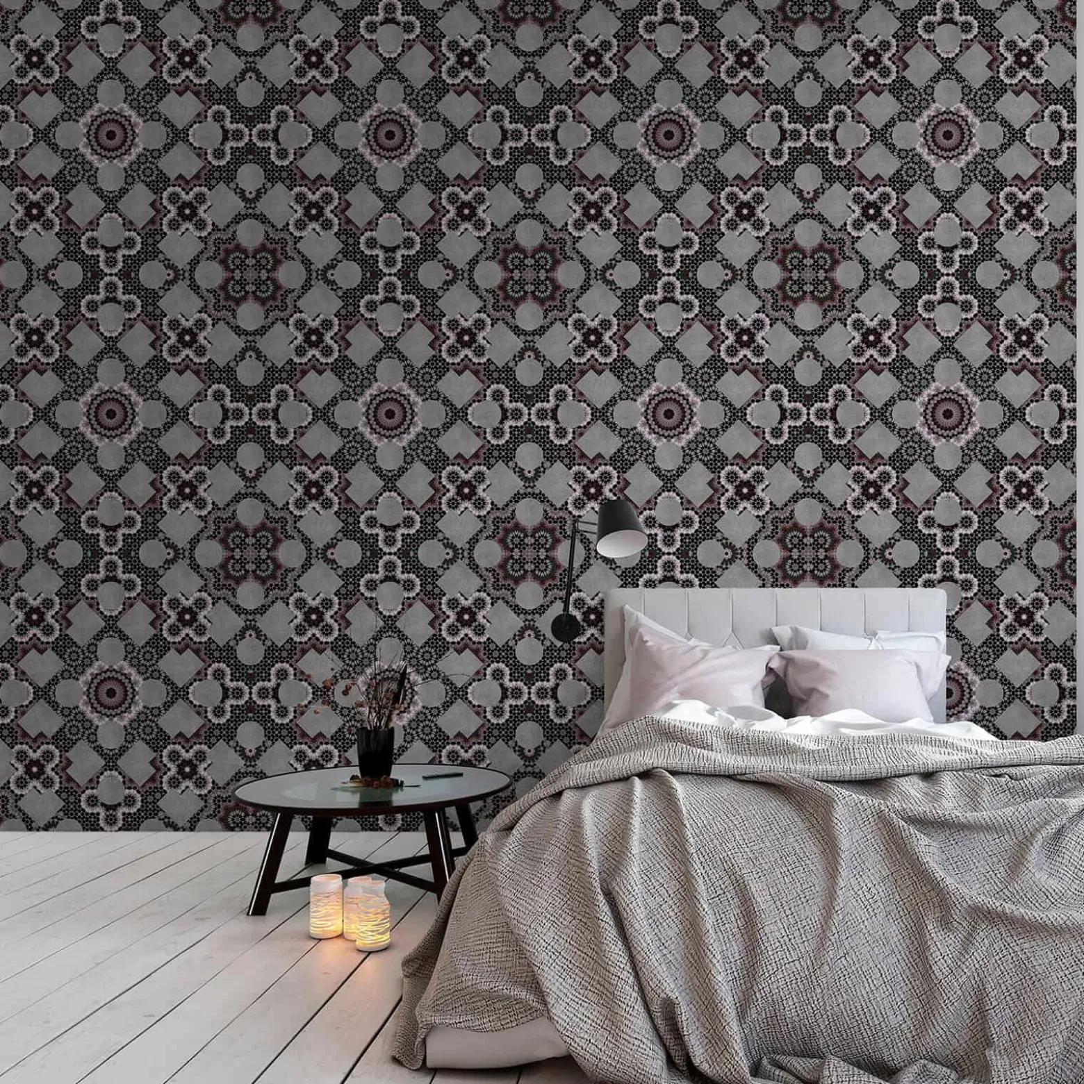 Fototapete Vlies Grafik Kreise 3D grau taupe Premium