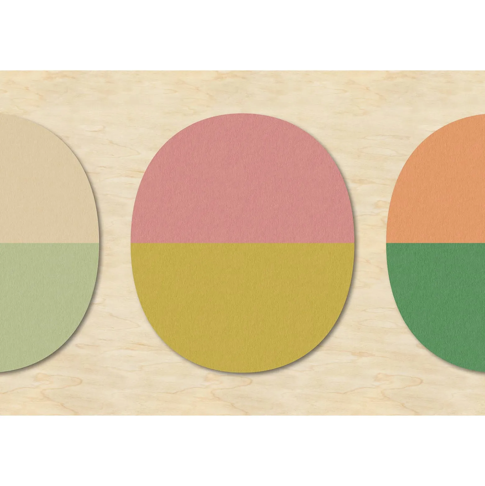 Fototapete Vlies Grafik Oval Holz beige rosa Premium