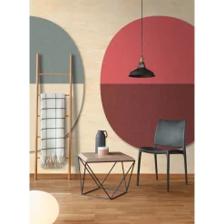 Fototapete Vlies Grafik Oval Holz rot beige Premium
