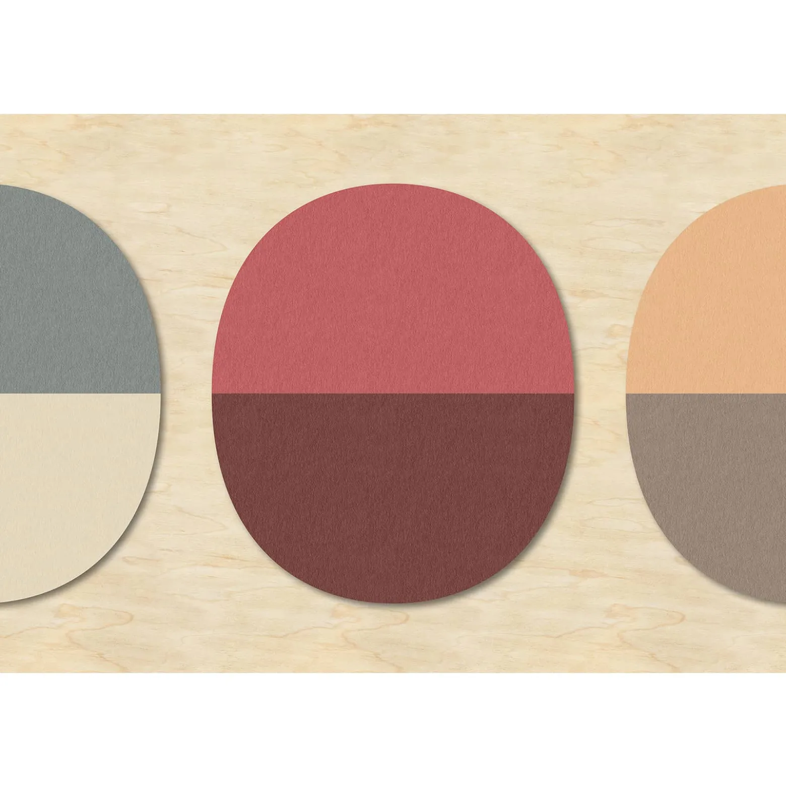 Fototapete Vlies Grafik Oval Holz rot beige Premium