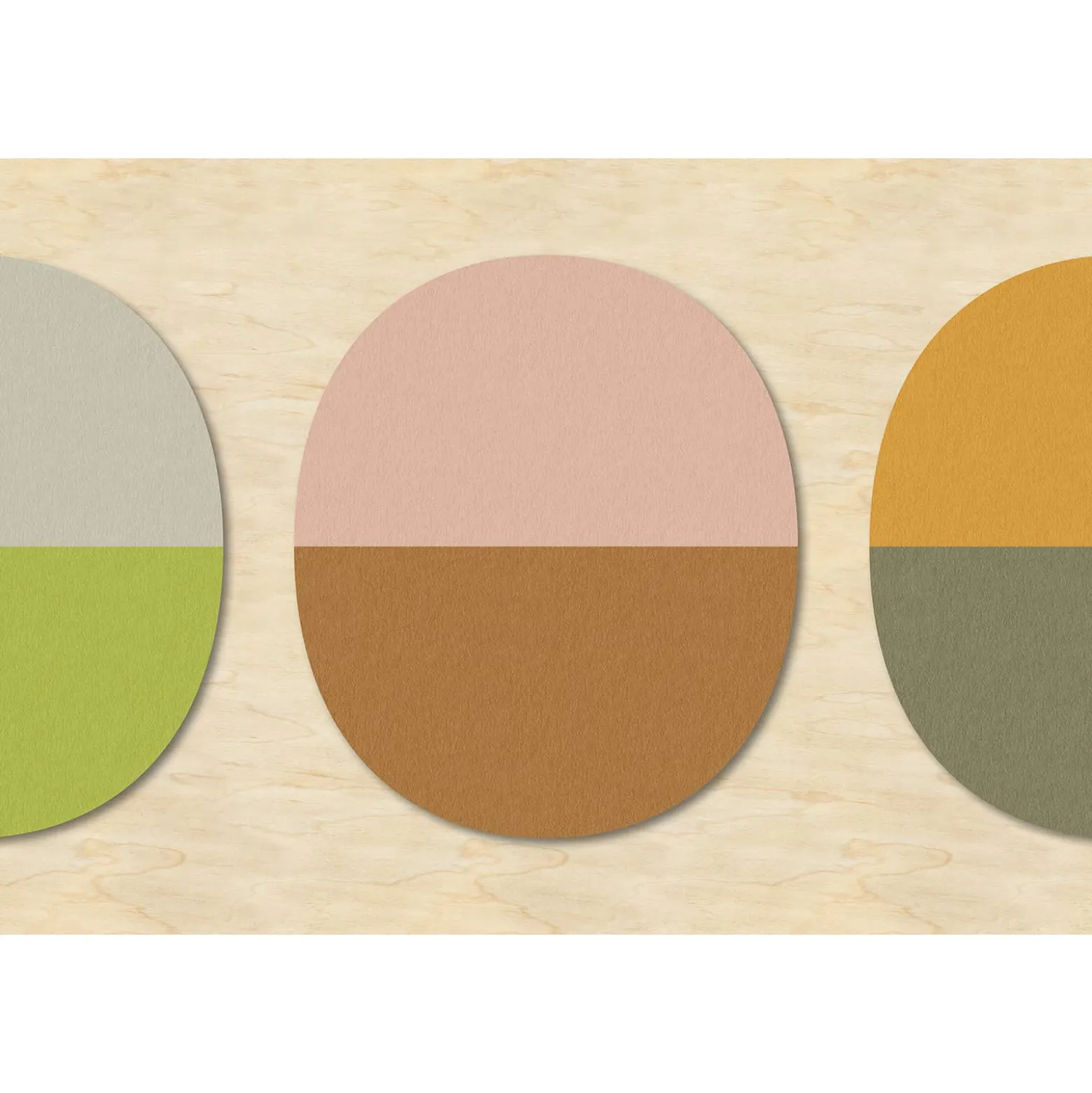 Fototapete Vlies Grafik Oval Holz beige grün Premium