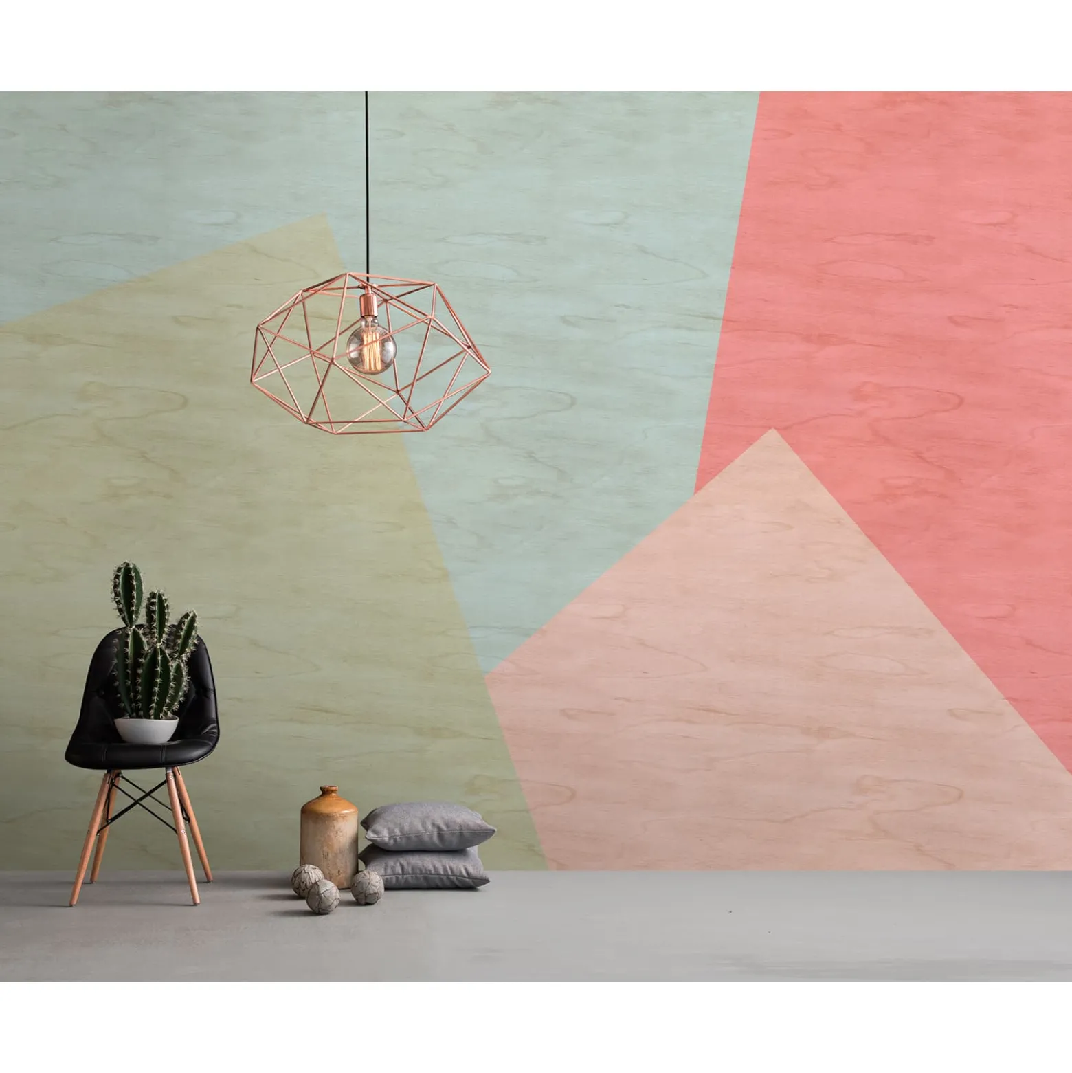 Fototapete Vlies Grafisch Holz beige grün rosa Premium