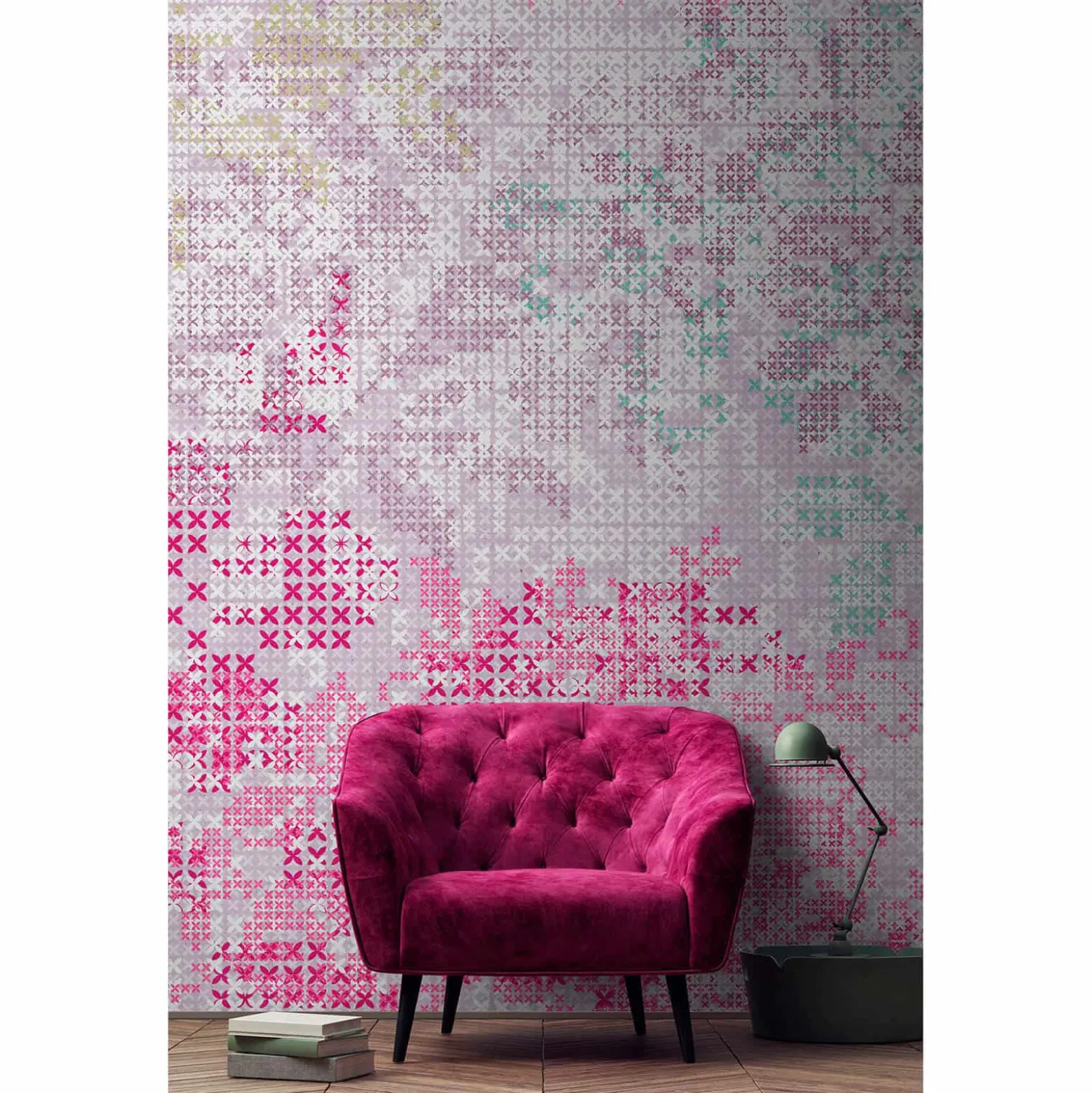 Fototapete Vlies Grafisch Kreuze violett pink Premium