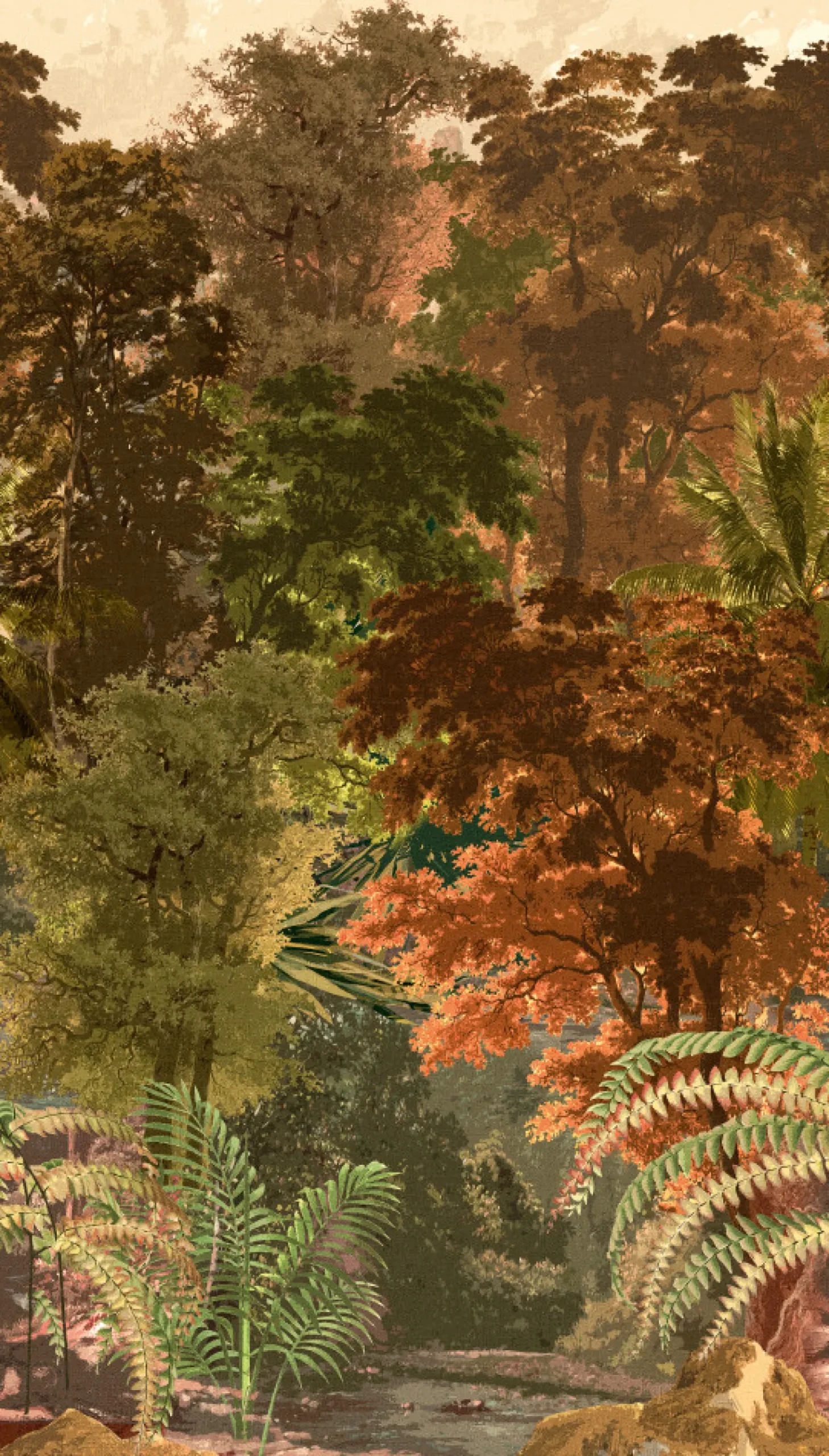Fototapete Vlies Grandeco Orange Dschungel A51802