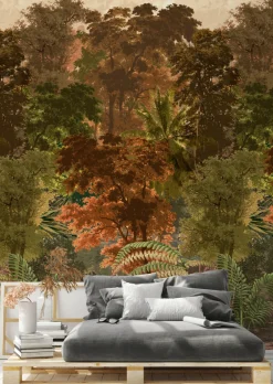 Fototapete Vlies Grandeco Orange Dschungel A51802