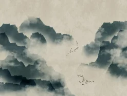 Fototapete Vlies Himmel Vögel Wolken grau blau 38246-1