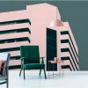 Fototapete Vlies Hochhaus modern grün rosa Premium