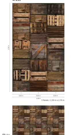 Fototapete Vlies Holz-Kisten Design braun 47211