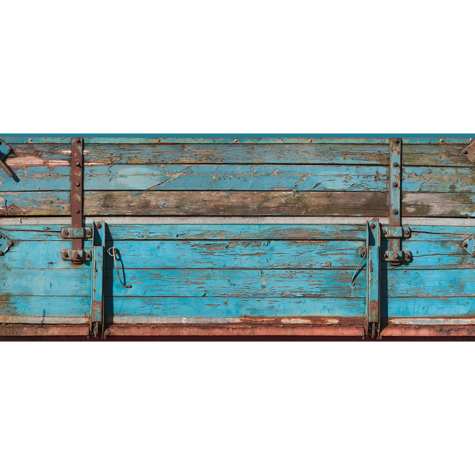Fototapete Vlies Holzkiste Shabby Chic blau