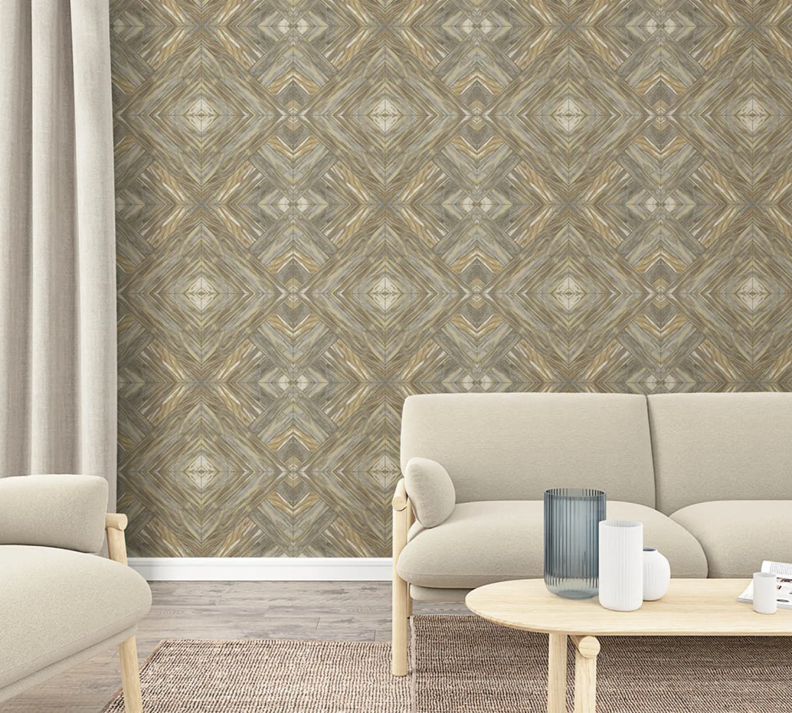 Fototapete Vlies Holz-Optik Grafisch braun beige 47249