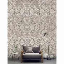 Fototapete Vlies Holz-Ornamente braun-beige Premium