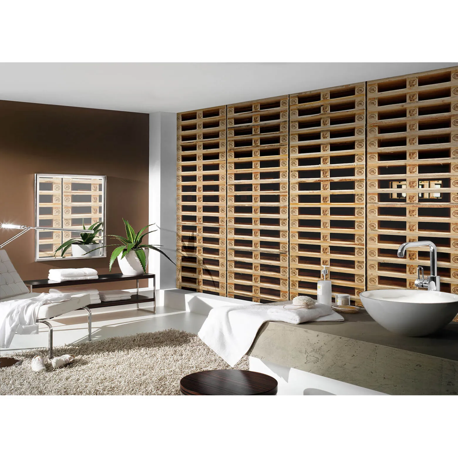 Fototapete Vlies Holz Paletten Stapel beige