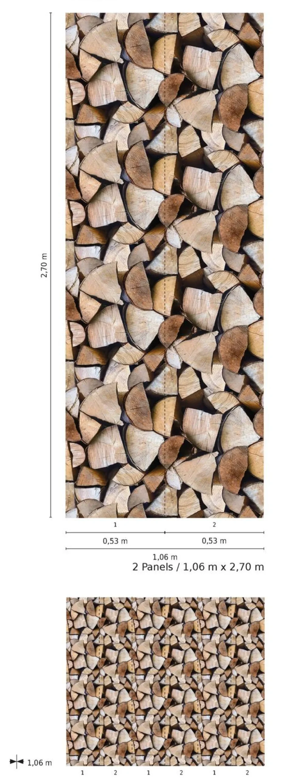 Fototapete Vlies Holz Scheite Stapel braun 47261