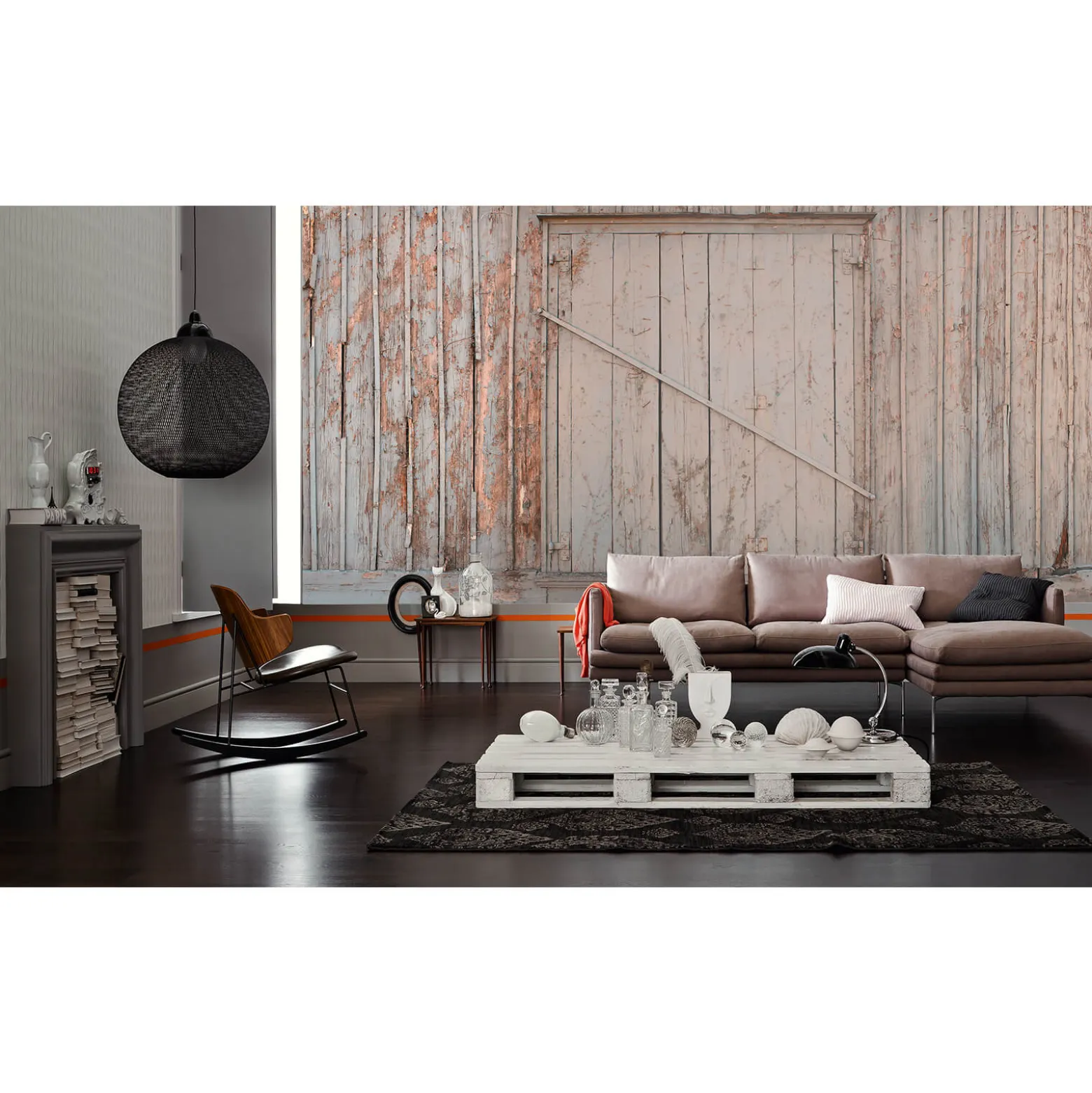 Fototapete Vlies Holz Tor Scheune beige braun