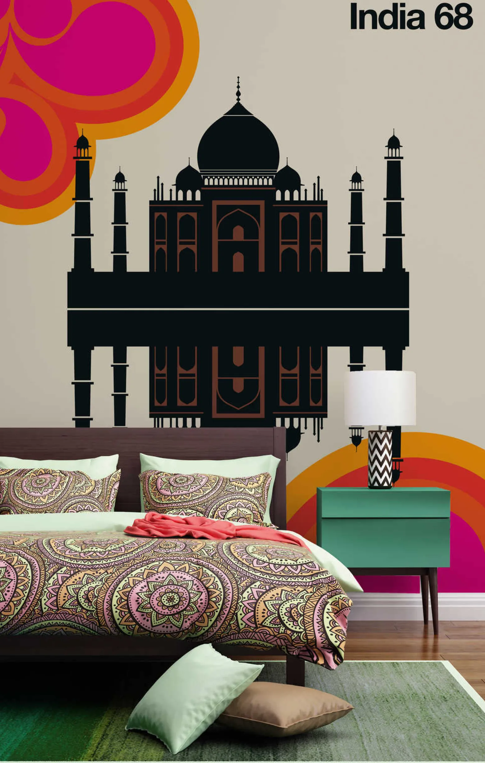Fototapete Vlies Indien Palast Retro orange