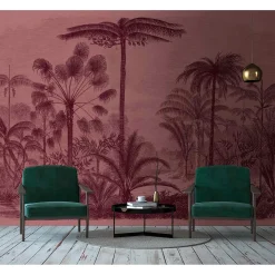Fototapete Vlies Jurassic Pflanzen rosa rot Premium