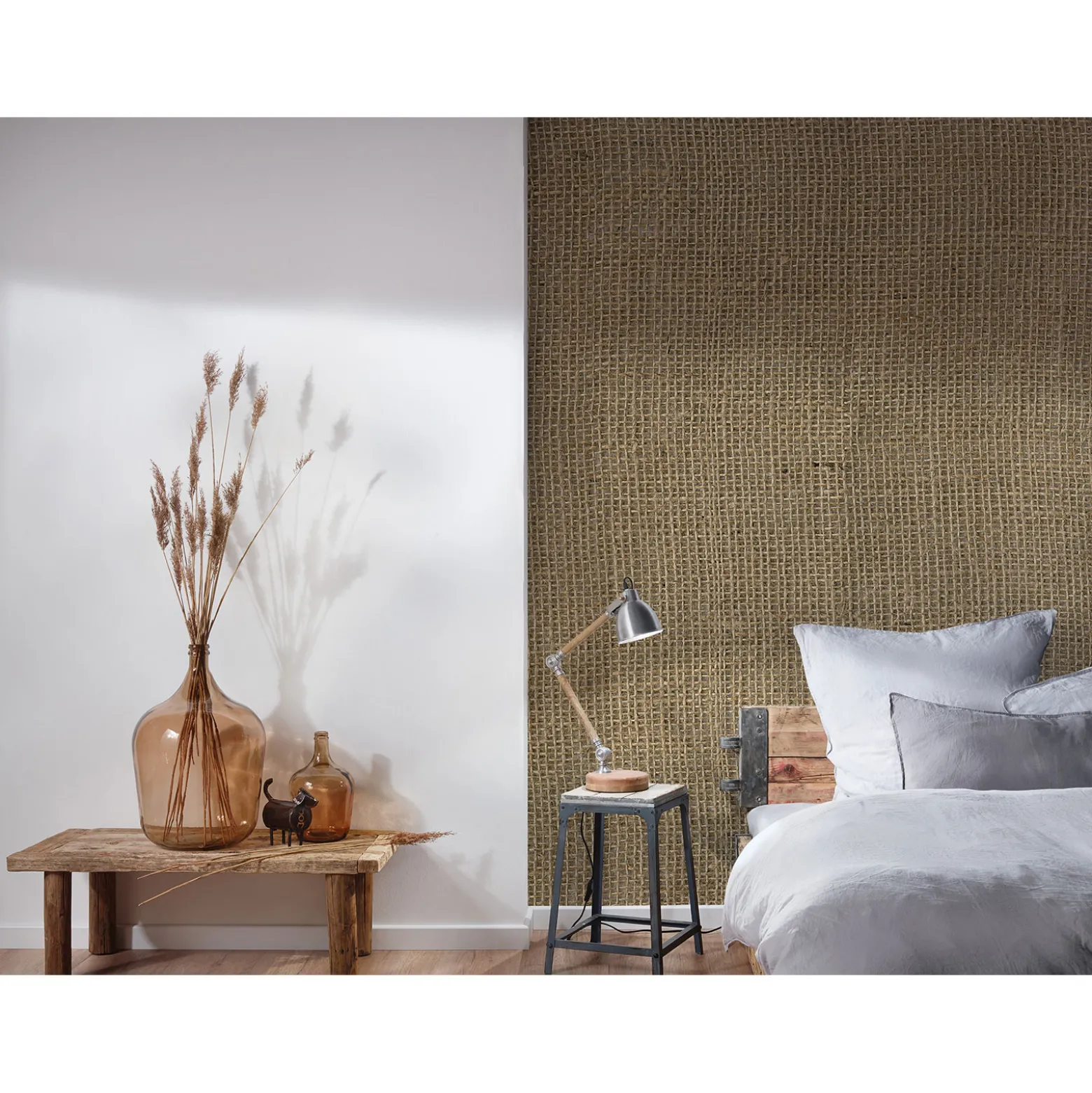 Fototapete Vlies Jute Strukturiert Textil beige